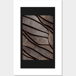 Dark Brown Ornamental Leather Stripes, natural and ecological leather print #41 Posters and Art
